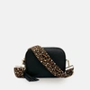 Apatchy London Black Leather Crossbody Bag With Tan Cheetah Strap