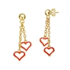 Rachel Glauber 14k Plated Dangling Heart Earrings In Pink