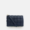 APATCHY LONDON NAVY PADDED WOVEN LEATHER CROSSBODY BAG