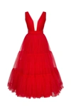 MILLA RED TENDER MIDI PLUNGING NECKLINE CUT OUT DRESS