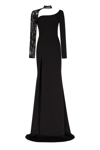 Milla Trumpet Gown With Detachable Sleeve In Black