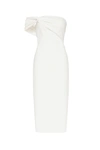 MILLA WHITE CLASSY MIDI DRESS WITH OPEN NECKLINE