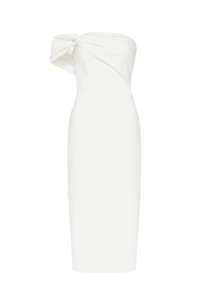 Milla Ivory Classy Midi Dress With Open Neckline In White
