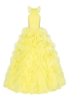 Milla Turtleneck Festive Yellow Evening Gown In Yellow