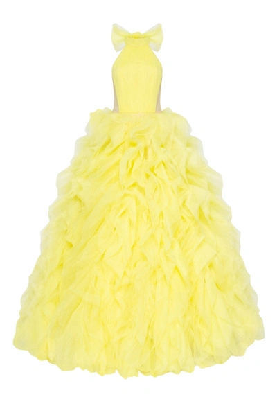 Milla Turtleneck Festive Yellow Evening Gown