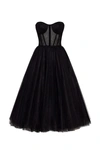 Milla Black Strapless Puffy Midi Tulle Dress In Black