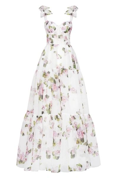 Milla Apple Blossom Tender Floral Maxi Tie-strap Dress