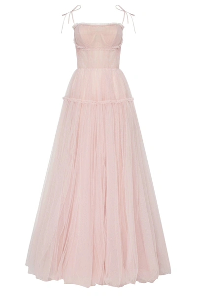 Milla Misty Rose Tie-straps Tulle Prom Dress In Pink
