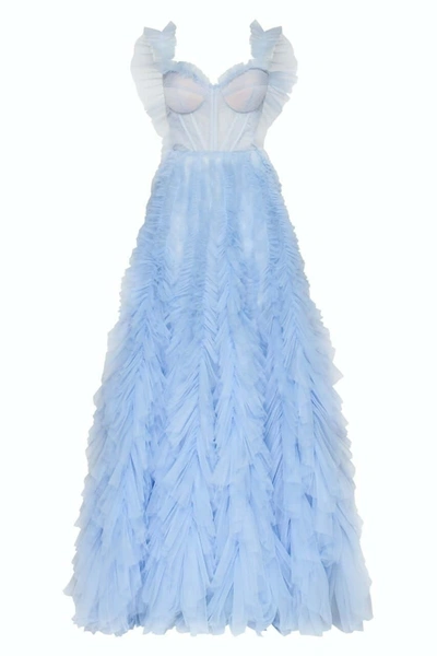 Milla Light Blue All Ruffled Up Evening Fluffy Dress