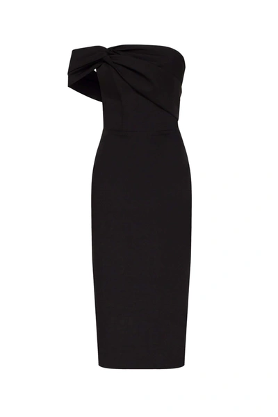 Milla Black Classy Midi Dress With Open Neckline