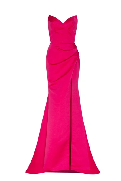 Milla Fuchsia Strapless Evening Gown With Thigh Slit