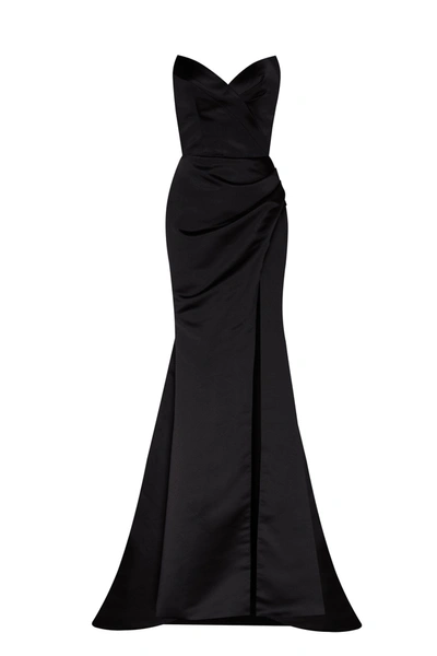 Milla Black Strapless Evening Gown With Thigh Slit