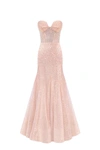 Milla Entrance-worthy Semi-transparent Rose Gold Maxi Sequined Dress In Golden Rose
