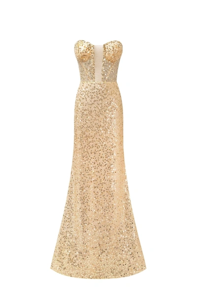 Milla Showstopper Maxi Dress Covered In Gold Sequins In Golden