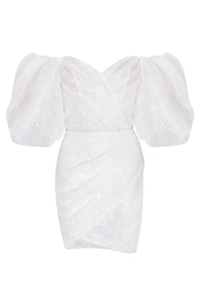 Milla Ivory Cute Mini Dress With Doll Sleeves In White