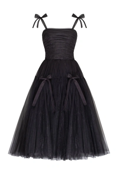 Milla Adorable Midi Tie-strap Black Tulle Dress