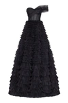 Milla Timeless One-shoulder Frill-layered Ball Gown In Black In Black