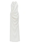 Milla White Mock Neck Sleeveless Low Slit Dress In White