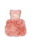 Milla Appliqud Organza Coral Mini Dress In Coral