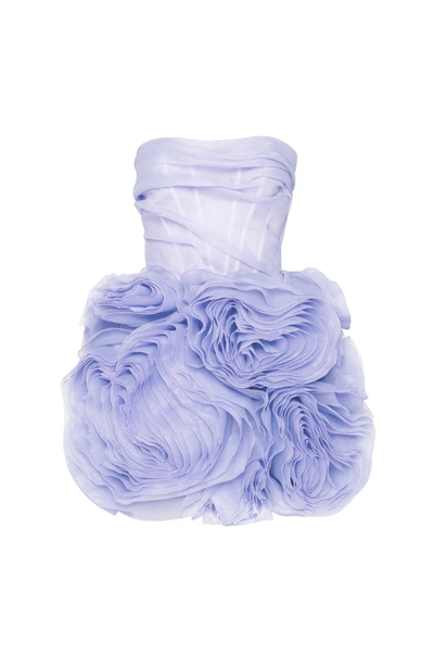 Milla Appliquéd Organza Lavender Mini Dress