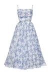 MILLA BLUE HYDRANGEA SPAGHETTI STRAP MIDI DRESS