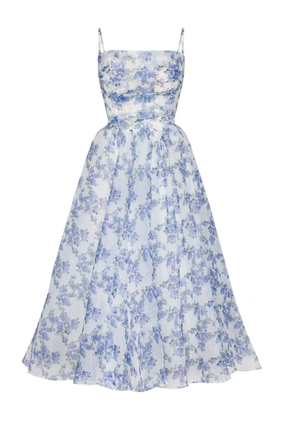 Milla Blue Hydrangea Spaghetti Strap Midi Dress