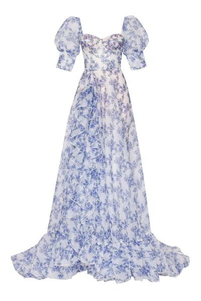 Milla Blue Hydrangea Maxi Princess Dress In Multi Color