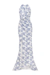 Milla Blue Hydrangea Mock Neck Sleeveless Evening Dress In Blue Hydrangea