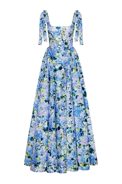 Milla Blue Hydrangea Strapped Maxi Dress In Multi Color
