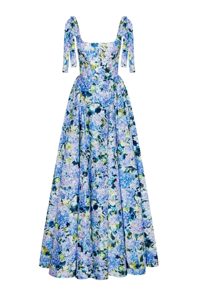 MILLA BLUE HYDRANGEA STRAPPED MAXI DRESS