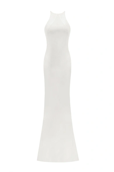 Milla Lustrous White Halterneck Maxi Dress