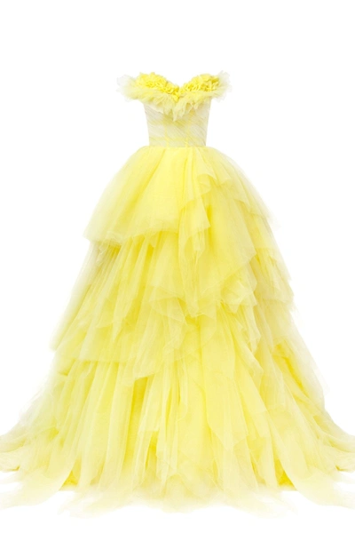 Milla Fairytale Frill-layered Maxi Dress In Vivid Yellow