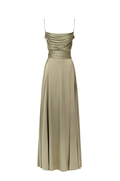 Milla Boudoir Olive Silk Slip Dress In Green