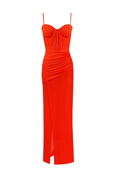 Milla Flamboyant Coral Bustier Maxi Dress