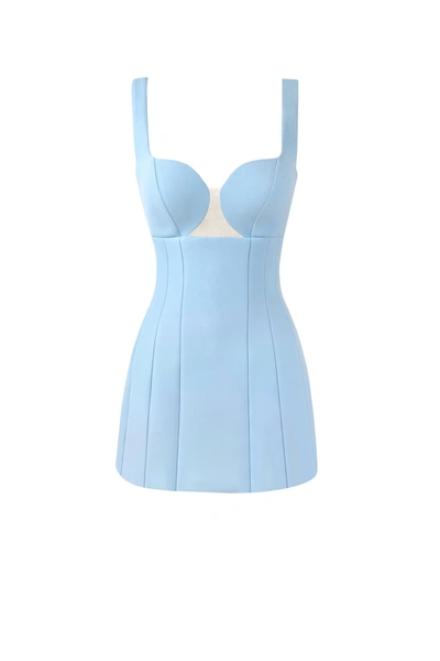 Milla Glossy Ultra Mini Dress In Light Blue With Cutouts