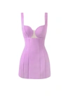 Milla Glossy Ultra Mini Dress In Lavender With Cutouts In Lavender