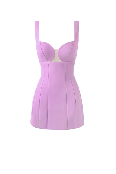 Milla Glossy Ultra Mini Dress In Lavender With Cutouts