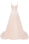 MILLA PEACH MULTI-LAYERED TULLE GOWN