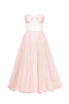 Milla Misty Rose Strapless Puffy Midi Tulle Dress In Misty Rose