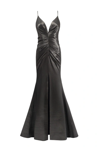 MILLA SMOKY FITTED MAXI DRESS WITH HIGH SLIT 