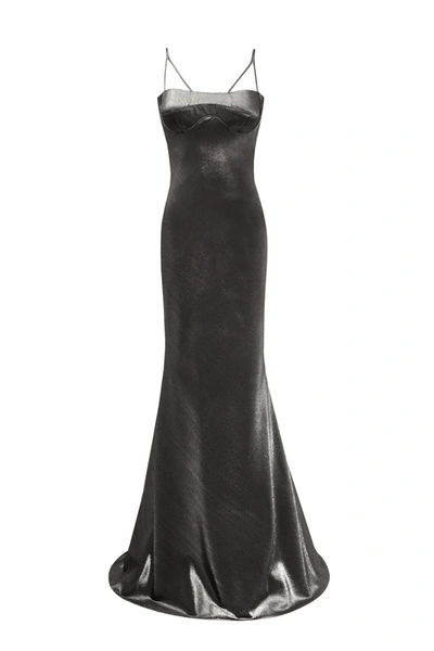 Milla Shimmering Graphite Maxi Dress In Gray