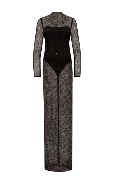 Milla Crystal-embellished Striking Maxi Dress In Black