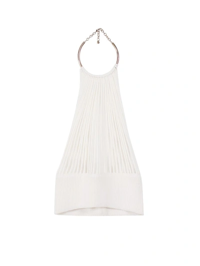 Krizia Cotton Blend Top With Metal Detail - Atterley In Blanco