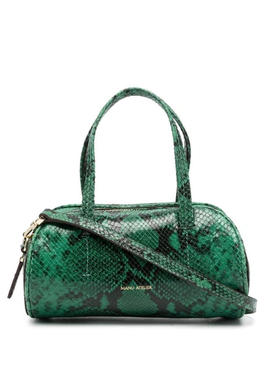 Manu Atelier Leather Bowling Bag In Green