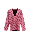 Balenciaga Logo V-neck Ribbed Knit Cardigan