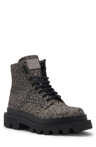 Dolce & Gabbana Logo-jacquard Ankle Boots In Gray