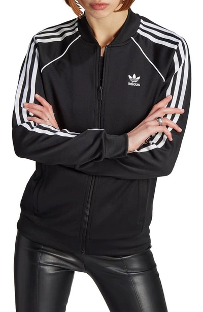 Adidas Originals Sst Zipped Track Jacket In Black