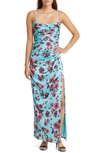Hutch Luxe Slipdress In Sky Watercolor Floral