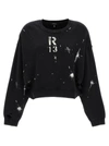 R13 Oversize Paint Splatter Logo Graphic Sweatshirt