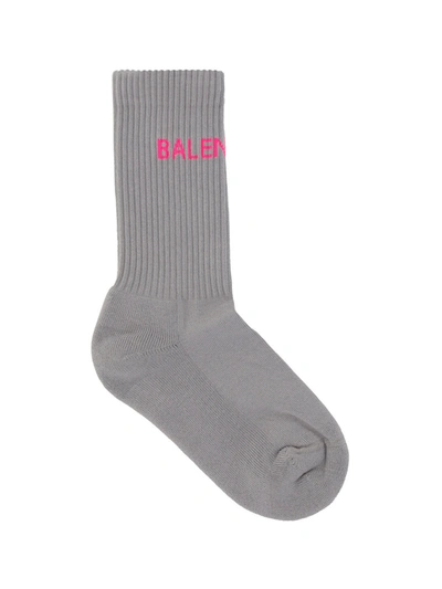 Balenciaga Cotton-blend Socks In Grey/fluo Pink